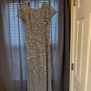 Adrianna Papell Scoop Back Long Evening Gown